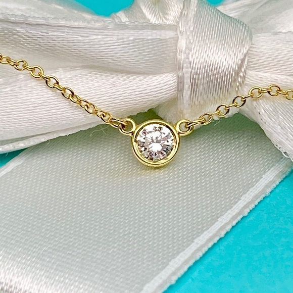 Tiffany & Co. Elsa Peretti .21 ct Diamond by the Yard Necklace 18k Box MSRP $190 - Picture 1 of 9
